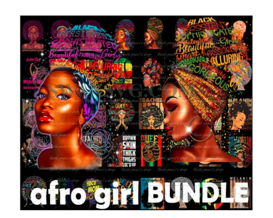 Afro Girl Bundle Png, Black Girl Png, Black Women Strong Png