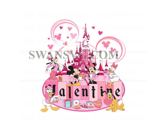 Mickey And Friends Valentine Castle PNG, Trending Digital File