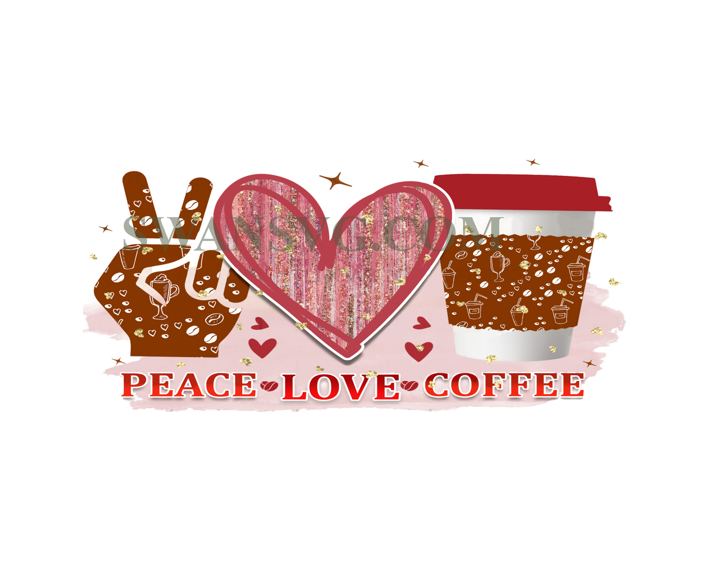 Peace Love Coffee PNG Cutting File Download