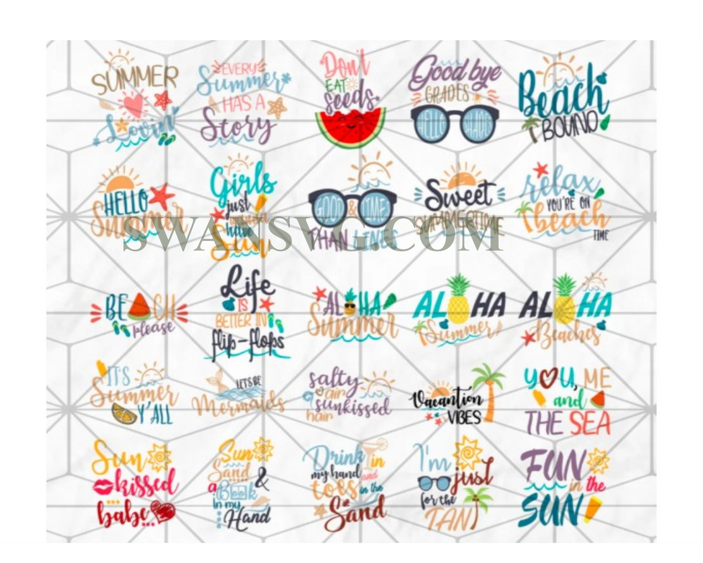 Hello Summer Bundle Svg, Vacation Svg, Beach Svg, Aloha Summer Svg