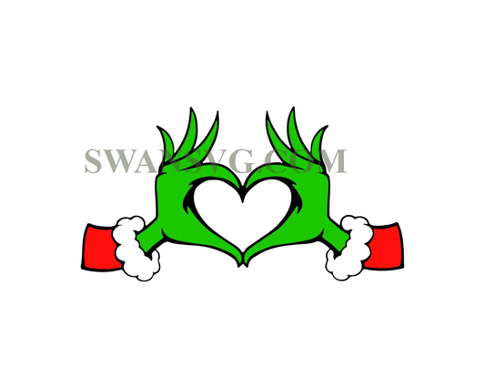 Grinch Heart Hands, Dr. Seuss, Christmas SVG PNG, Digital Designs