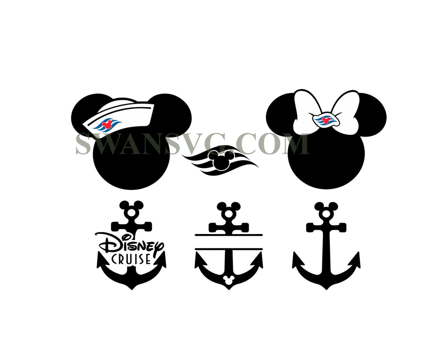 Mickey Sailor Hat Minnie Mouse Ears and Anchors Cruise Bundle