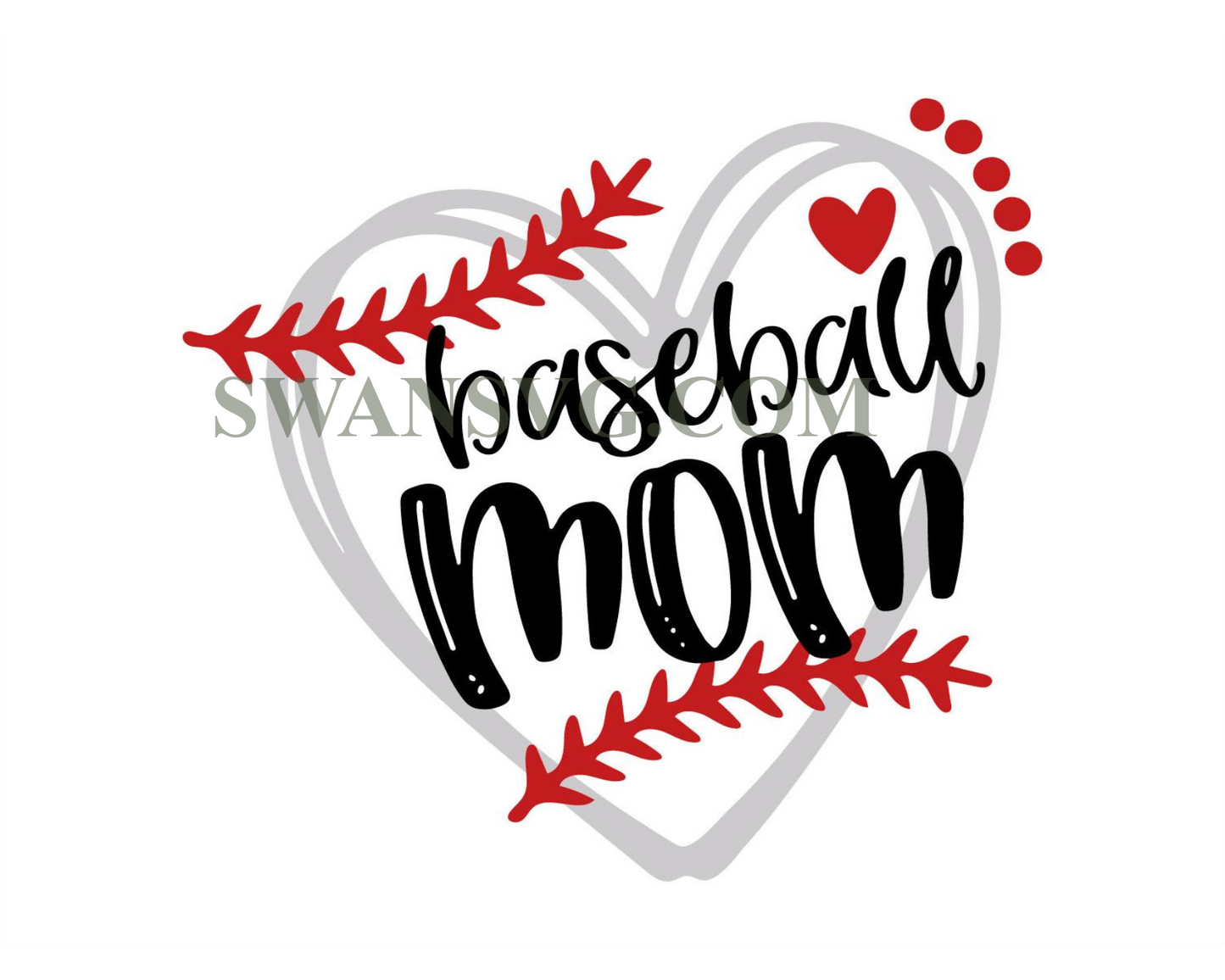 Baseball Mom Heart Frame Svg Cutting File