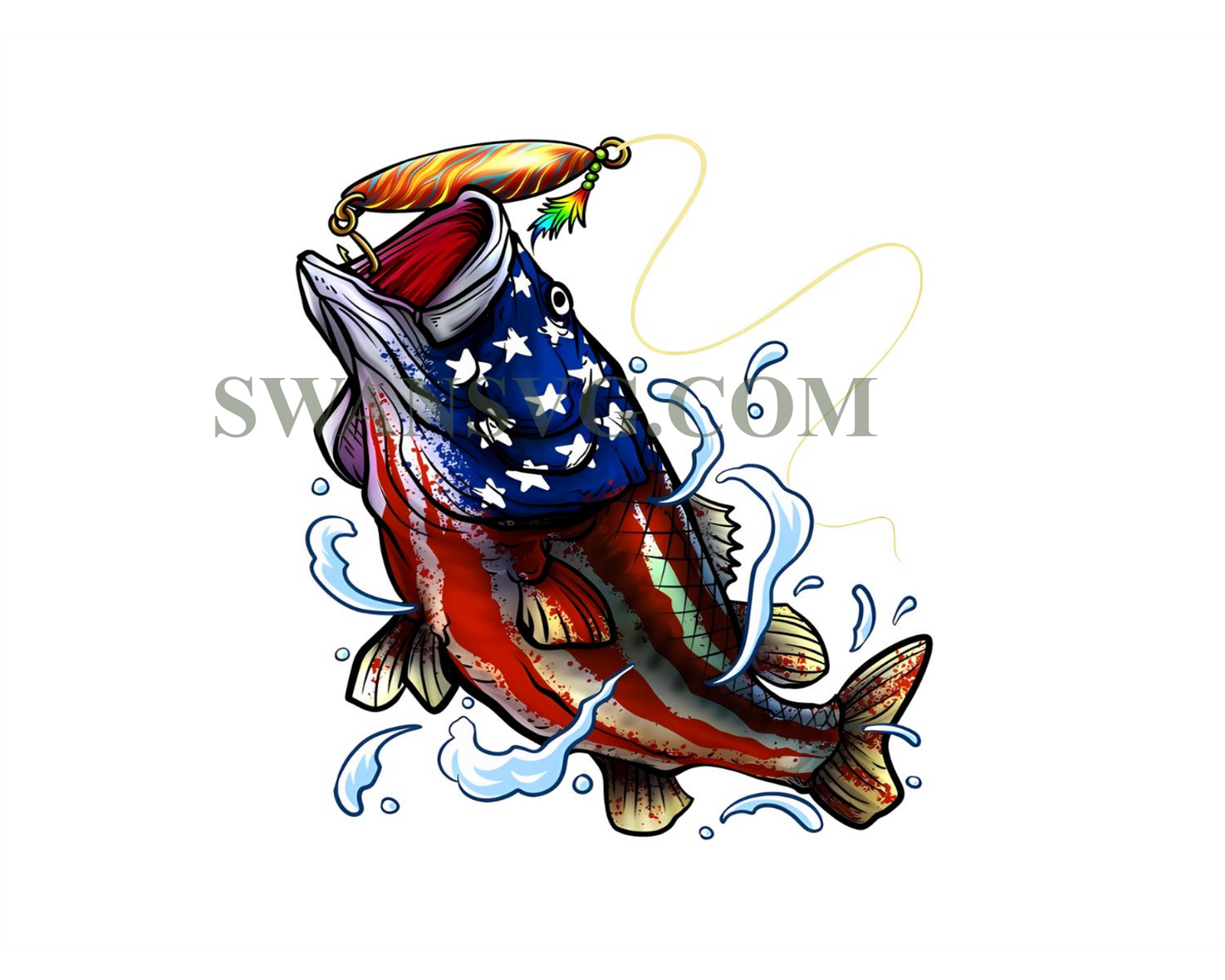 Fish American Flag Png, Fishing America Flag Png, Fishing 4th Of July