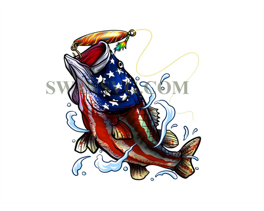 Fish American Flag Png, Fishing America Flag Png, Fishing 4th Of July