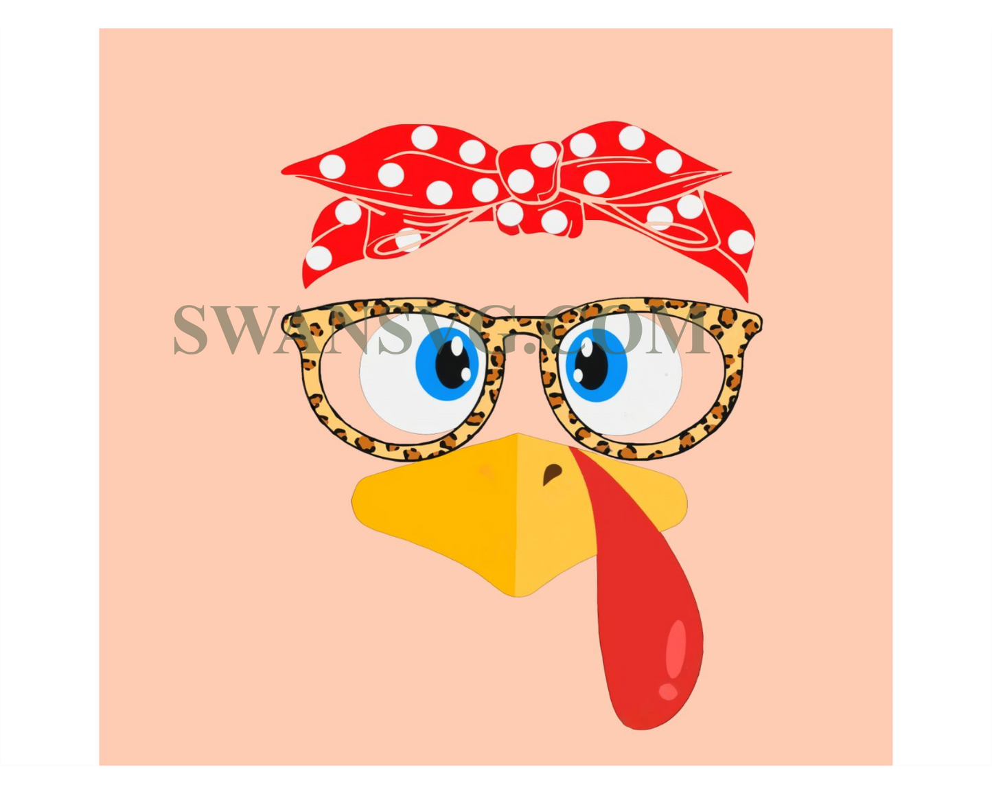 Turkey Face Leopard Print Glasses Svg, Turkey Face Thanksgiving Svg