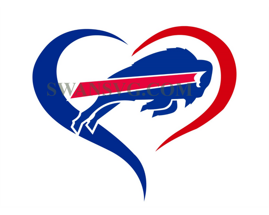 Buffalo Bills Heart Logo NFL Football Svg Digital Download