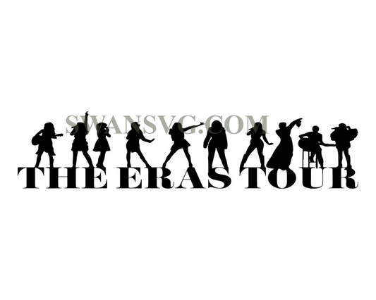 Swiftie The Eras Tour Silhouettes w Tour Font SVG PNG Files