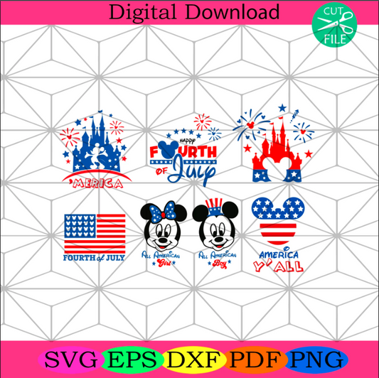 Disney America Fourth Of July Bundle Svg, Independence Svg