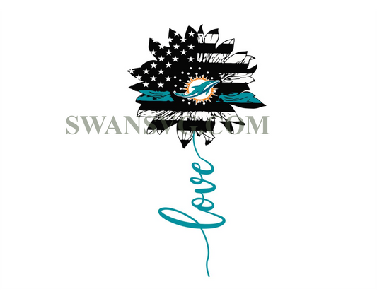 Miami Dolphins Love Sunflower Svg Digital Download