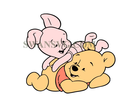 Baby Pooh and Piglet 2 Winnie, The, Pooh, Svg, Dxf, Eps, Pdf, Png