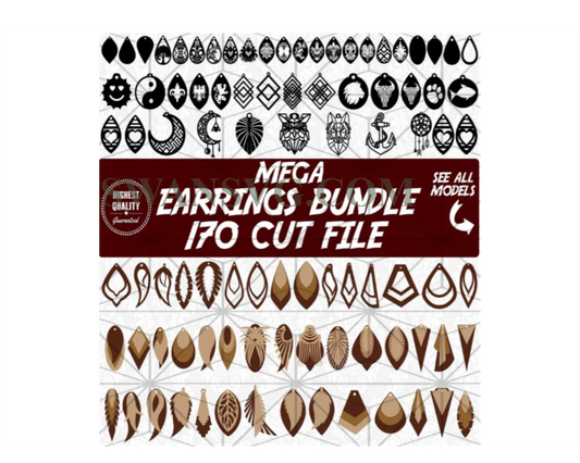 170 Earrings Mega Bundle Svg,Teardrop Svg,Pendant Svg, Leather Earring