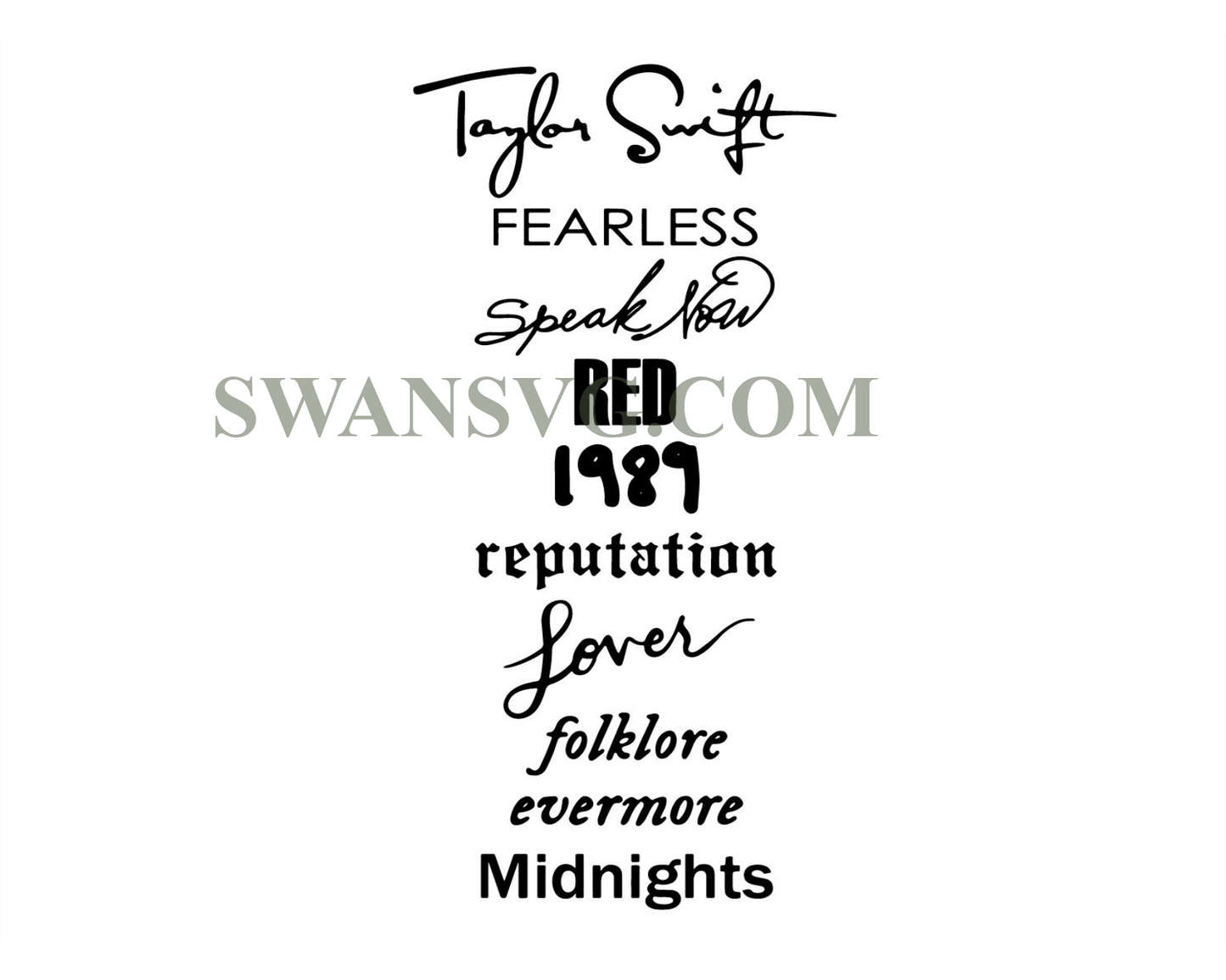 Taylors Album Collection Svg, Taylors Version Svg, Taylors Lovers