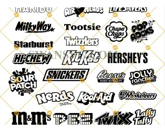 Candy Brands SVG Bundle, Sweets Vector, Snickers Candybar Milkyway