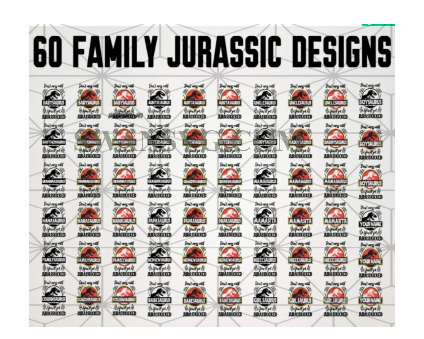 60 Jurasskick Family Bundle Svg, Babysaurus Svg, Dinosaur Svg