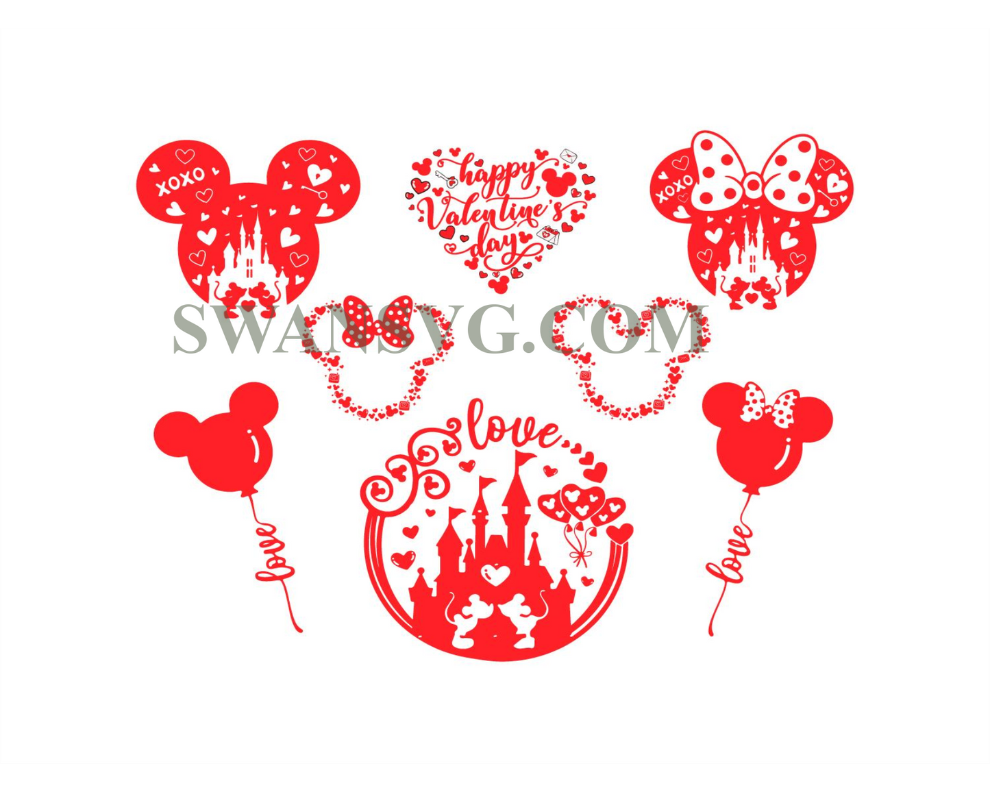 Mouse Valentine Bundle Svg, Mouse Love Svg, Mouse Castle Love Svg