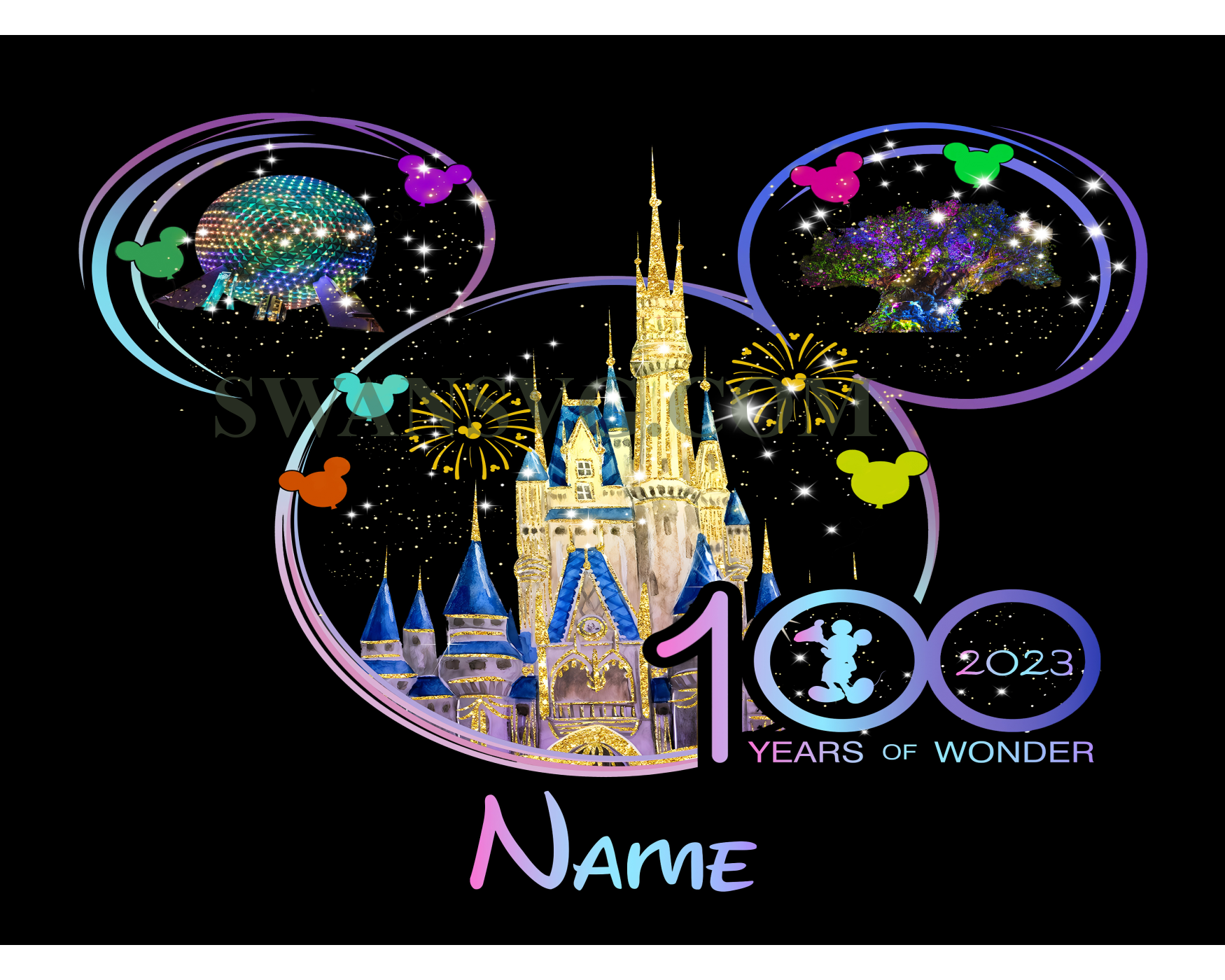 100 Years Of Wonder 2023 Disney Name Png Sublimation – SwanSvg