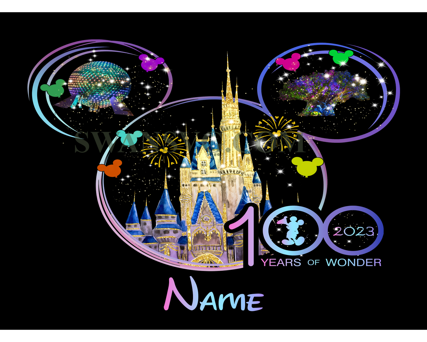 100 Years Of Wonder 2023 Disney Name Png Sublimation