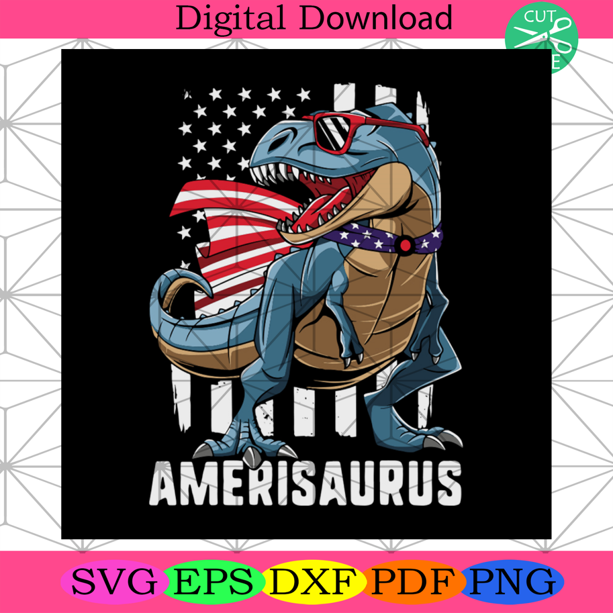 Trex Amerisaurus Svg, Independence Day Svg, 4th Of July Svg