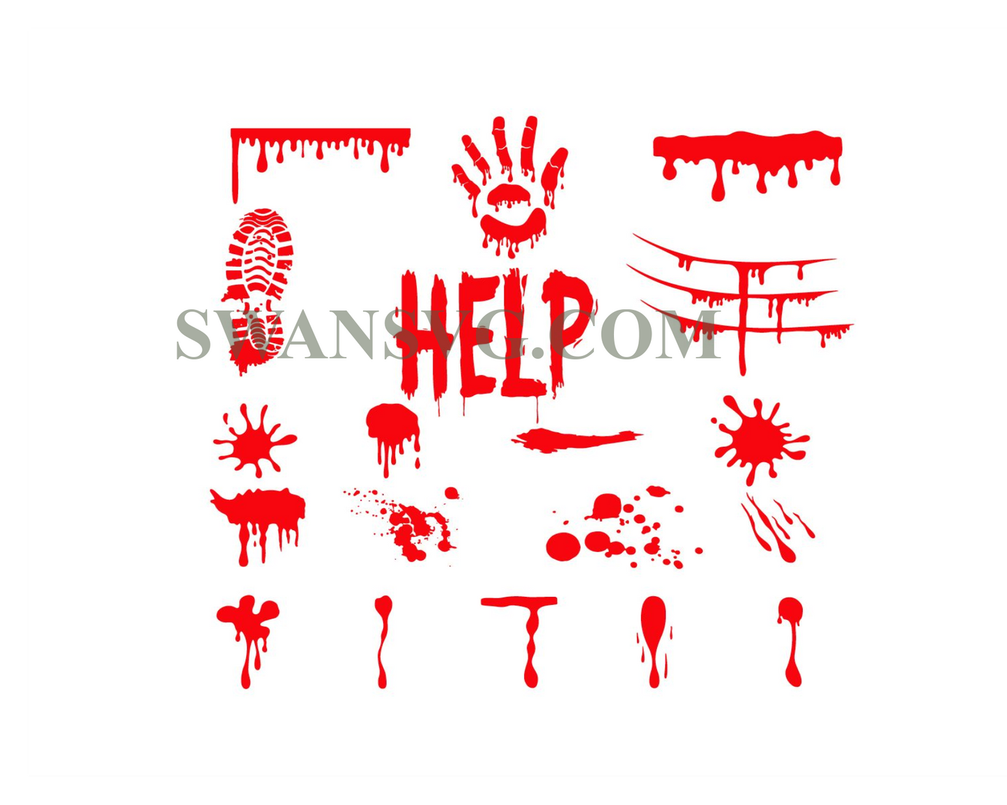 Blood Splatter Bloody Handprint Drips SVG Bundle Cut Files for Cricut