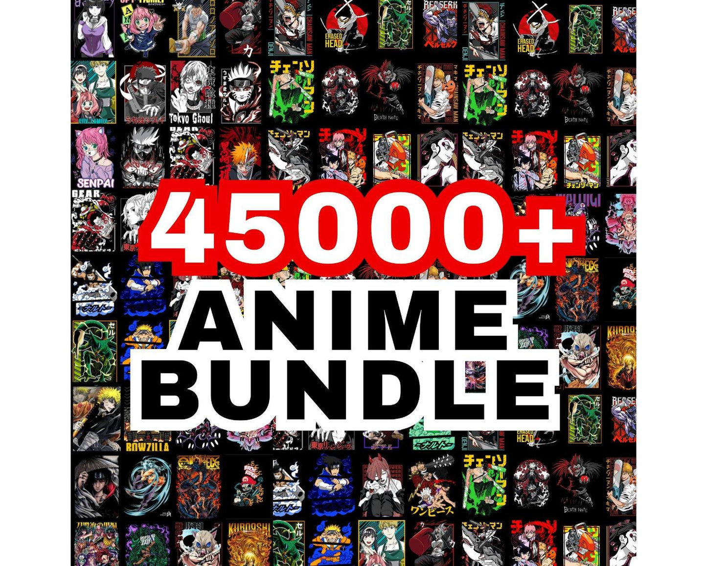 45000 Anime Design Bundle CLEAR Background, Perfect for Print on Demand