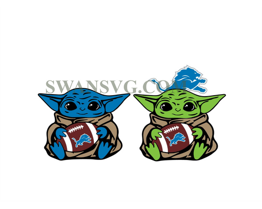 Baby Yoda with Detroit Lions NFL Png, Baby Yoda NFL png, NFL png