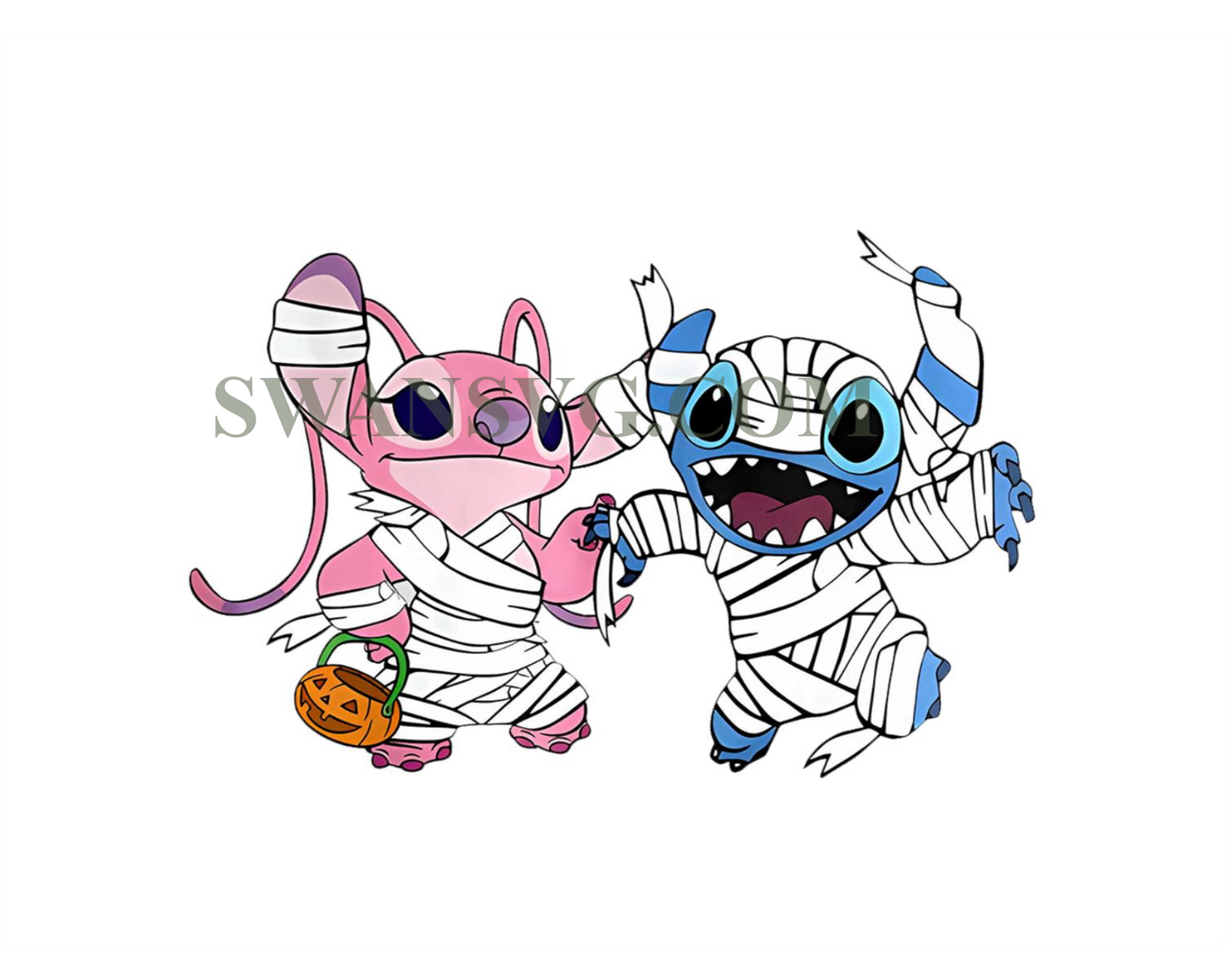 Stitch and Angel Mummies PNG, Halloween Mummies, Lilo and S