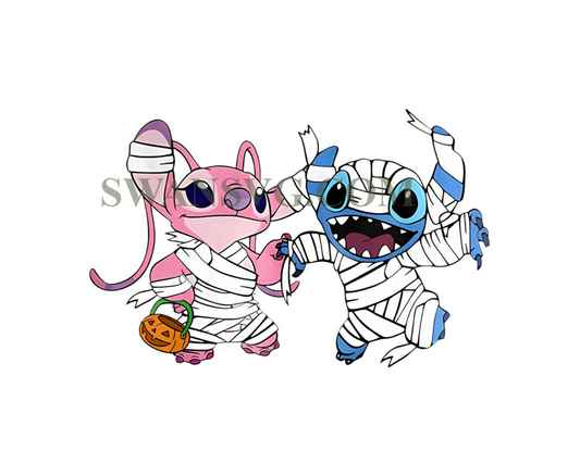 Stitch and Angel Mummies PNG, Halloween Mummies, Lilo and S