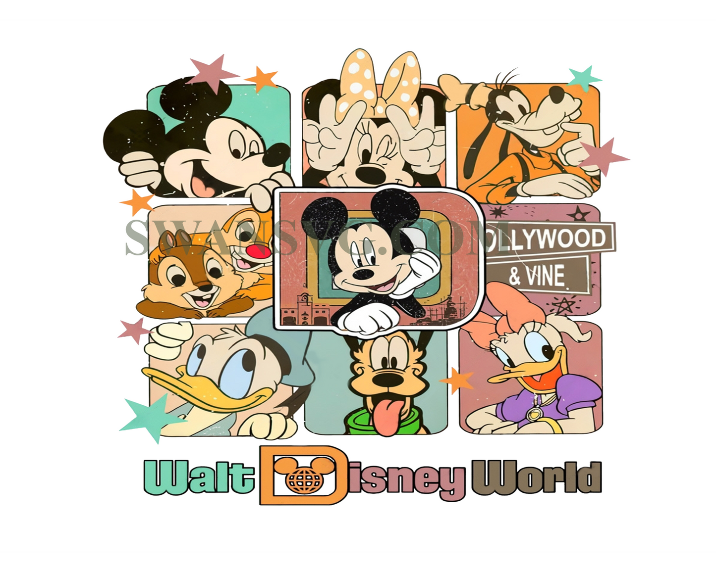 Retro Mickey and Friends Png, Vintage Mickey Minnie Goofy Pl