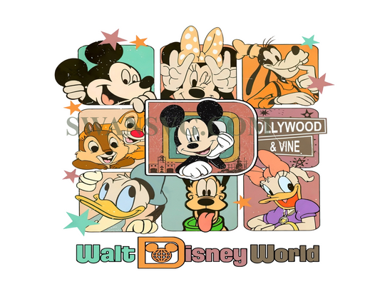 Retro Mickey and Friends Png, Vintage Mickey Minnie Goofy Pl