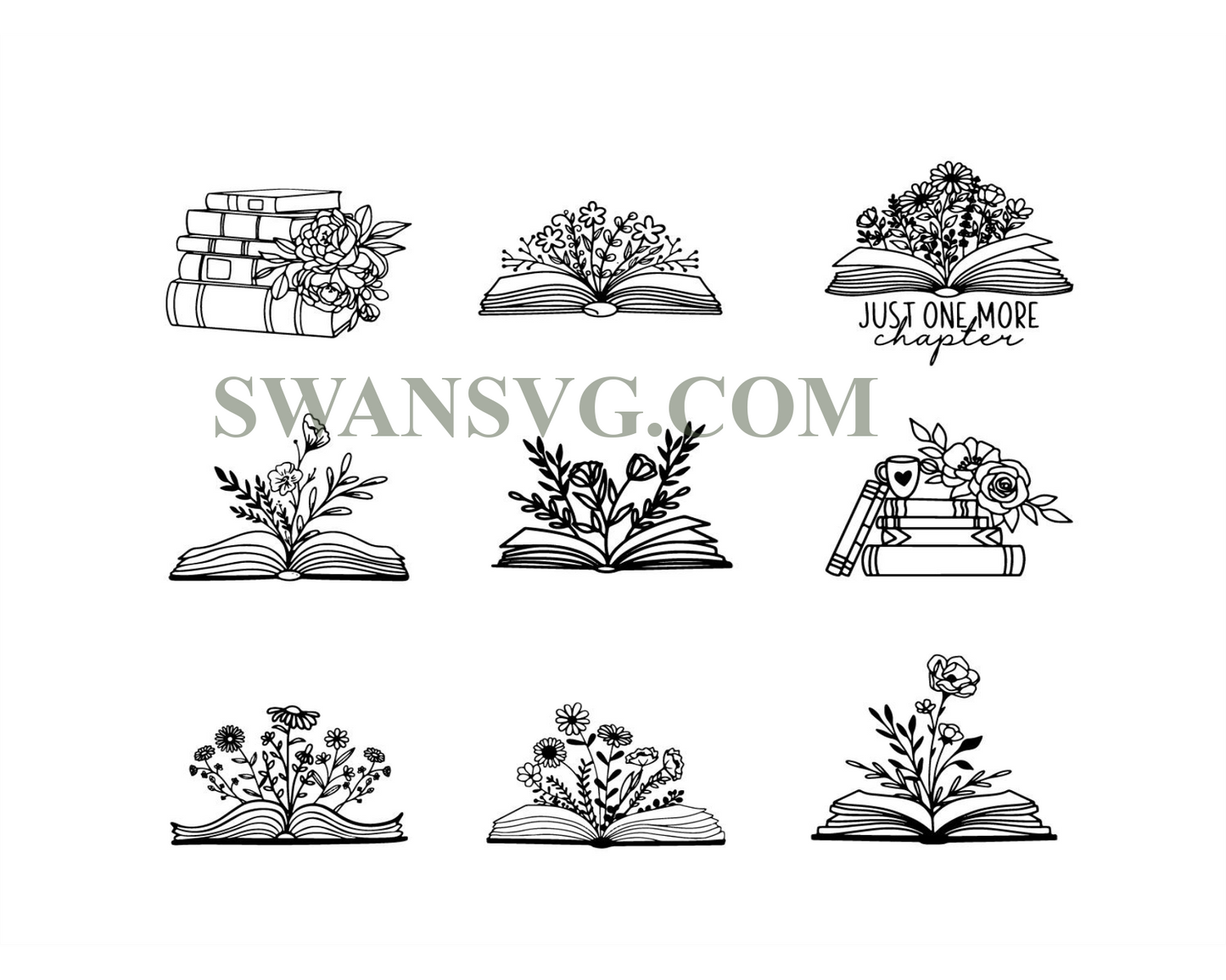Floral Book SVG, Book Svg, Book with Flowers Svg, – SwanSvg