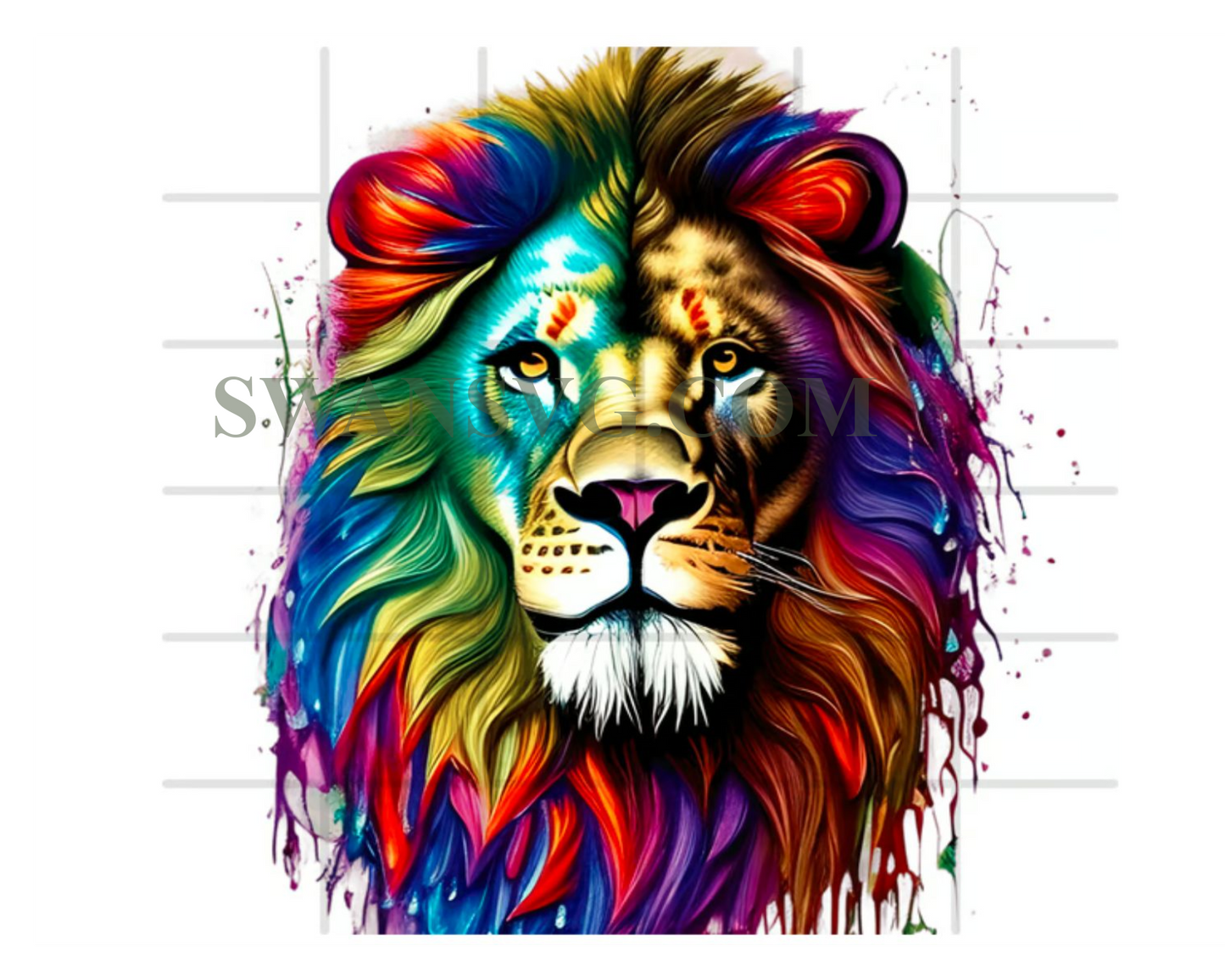 Lion PNG, Colorful Lion Sublimation, Lion Portrait PNG, Lion