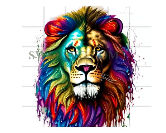 Lion PNG, Colorful Lion Sublimation, Lion Portrait PNG, Lion