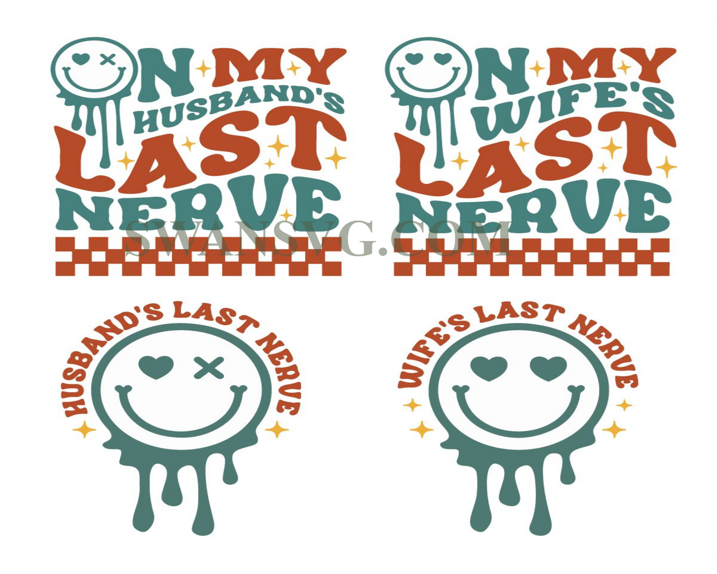 On my Husbands Last Nerve SVG Png, On my Wifes Last Nerve SVG Png