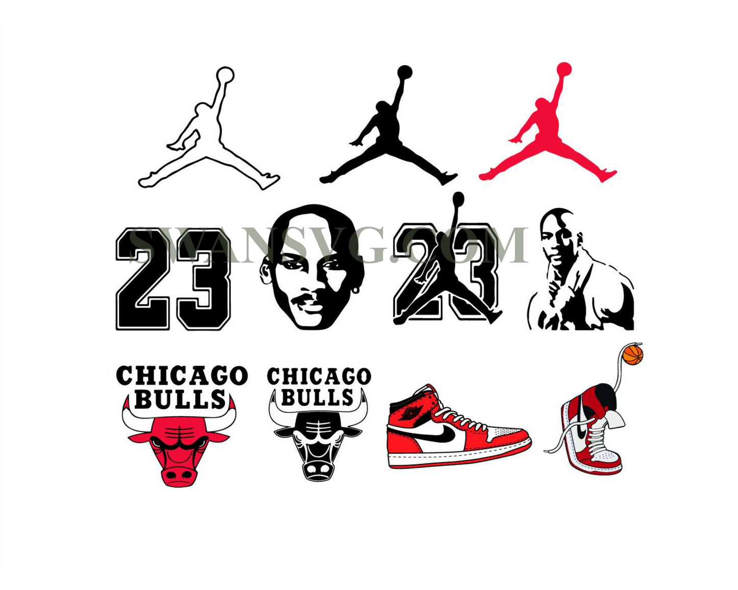 Chicago Bulls Jodan 23 Bundle Basketball Svg Digital File