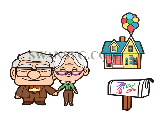 Up Svg Png, Layered Carl And Ellie Svg, Up Balloon Svg, Up House Svg