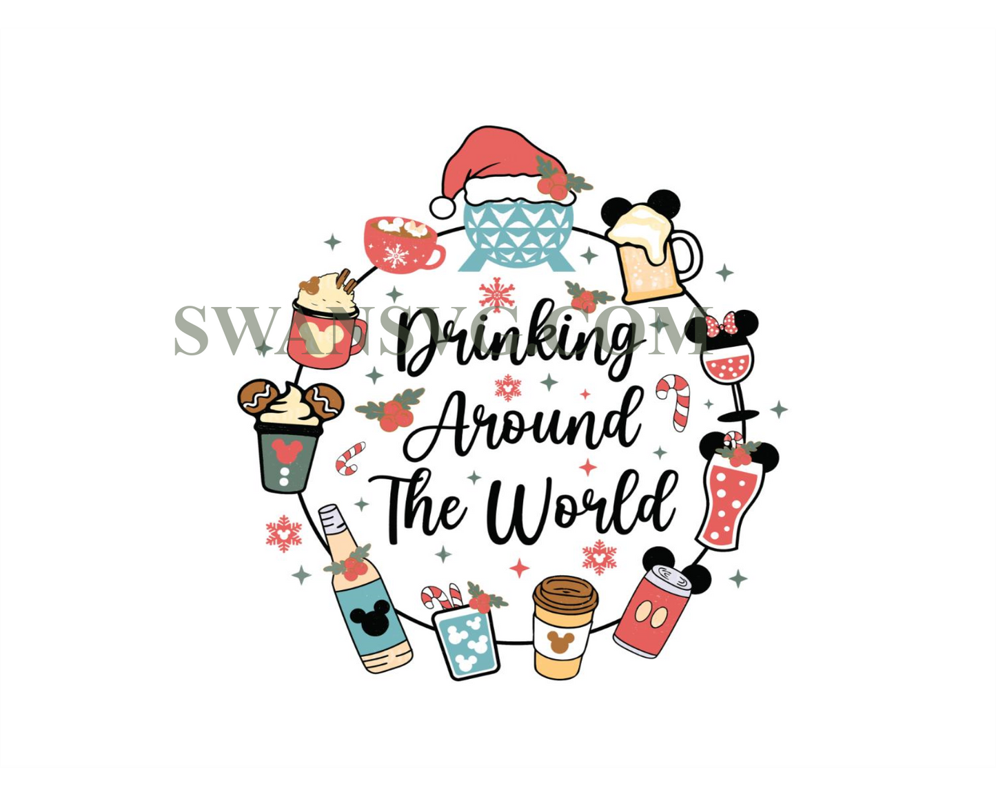 Drinking Around The World Png Christmas Doodle Png