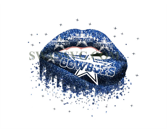 Dallas Cowboys Sexy Lips Gillter Png Sublimation