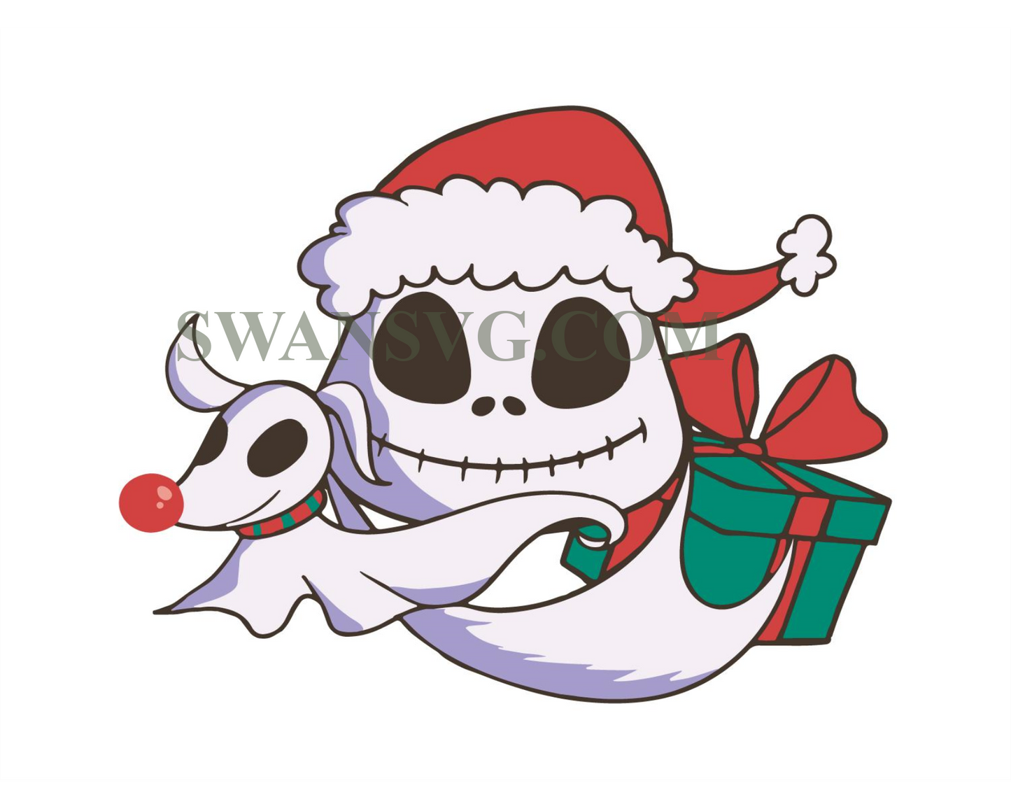 Jack Zero Christmas Svg Png, Layered Jack And Zero Svg, Jack Santa