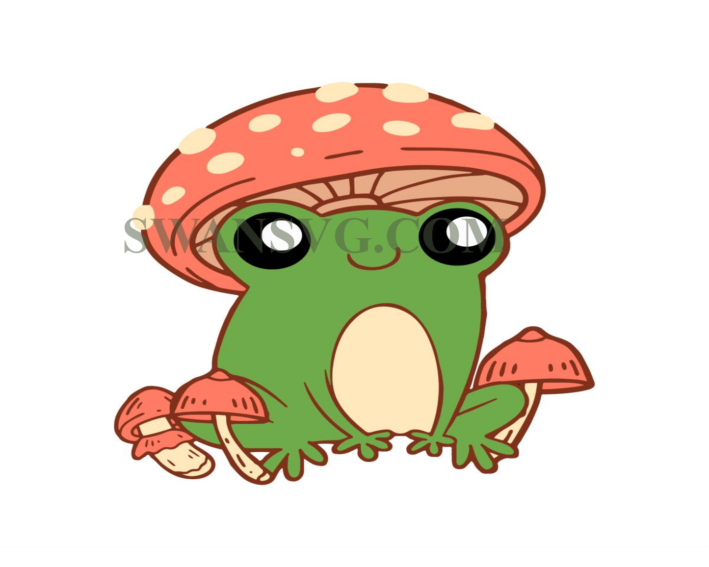 Frog Mushroom Svg, Frog with Mushroom Hat Cute Cottagecore Aesthetic