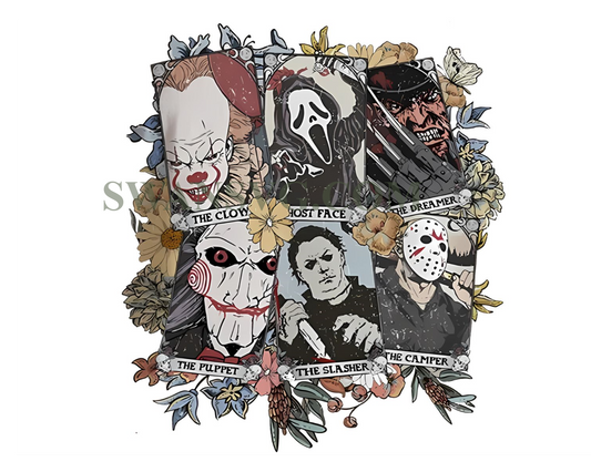 Instant Download , Horror Characters Tarot Card Png , TSvg Sublimation