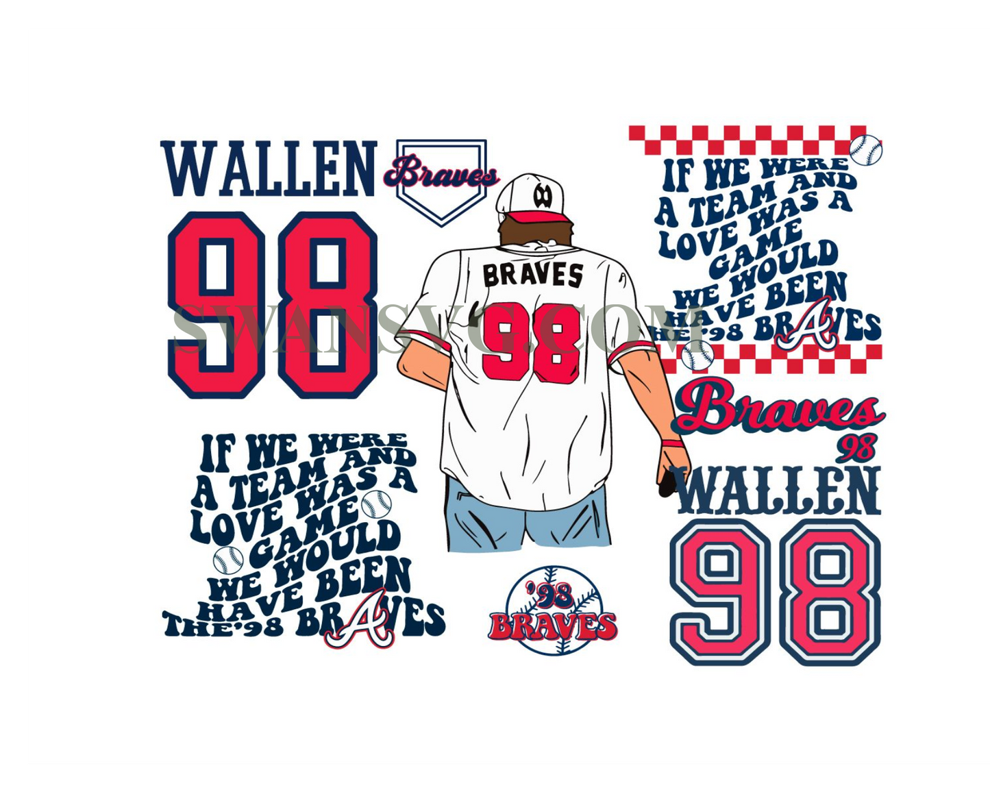 98 Braves Png, If We WeRe A Team Png, Braves 98 wallen Png Morgan Song