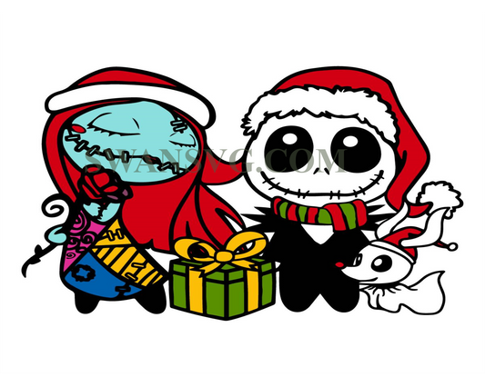 Jack Sally Christmas Svg Png, Layered Jack And Sally Svg, Santa Jack