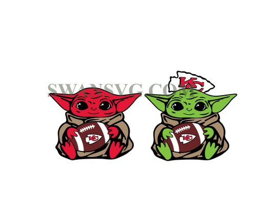 Baby Yoda with Kansas City Chiefs NFL png, Baby Yoda NFL png, NFL png