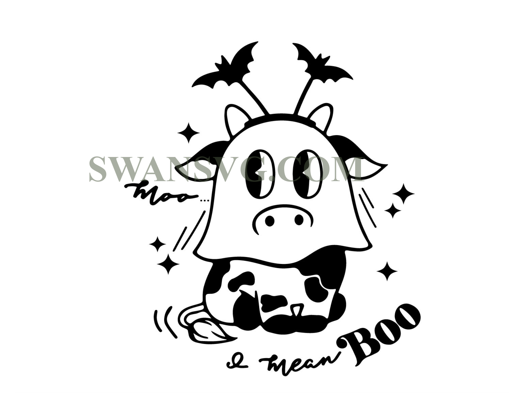 Moo i mean Boo svg, Cute Halloween Svg, Cute Ghost SVG, Halloween Cow ...