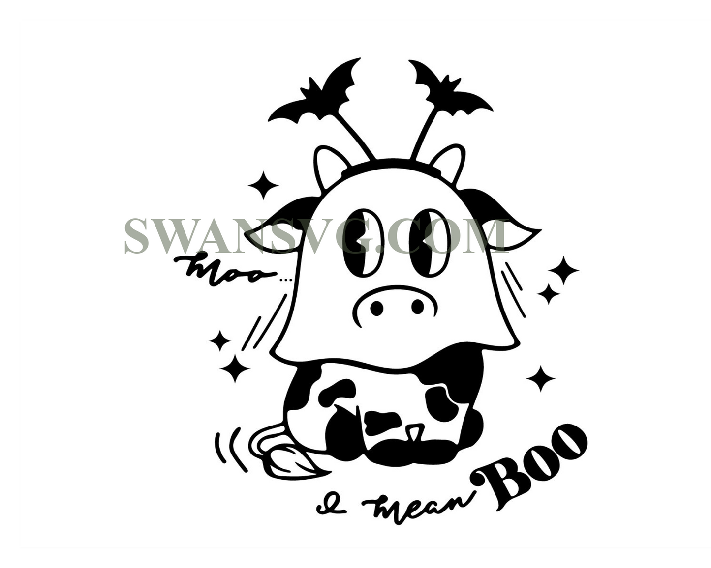 Moo i mean Boo svg, Cute Halloween Svg, Cute Ghost SVG, Halloween Cow