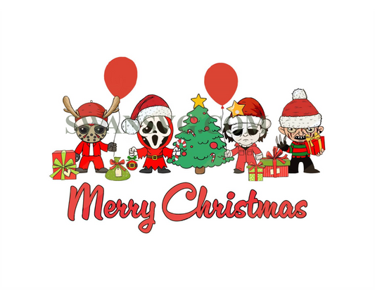 Horror Christmas Png, Horror Characters Merry Christmas Png, Horror