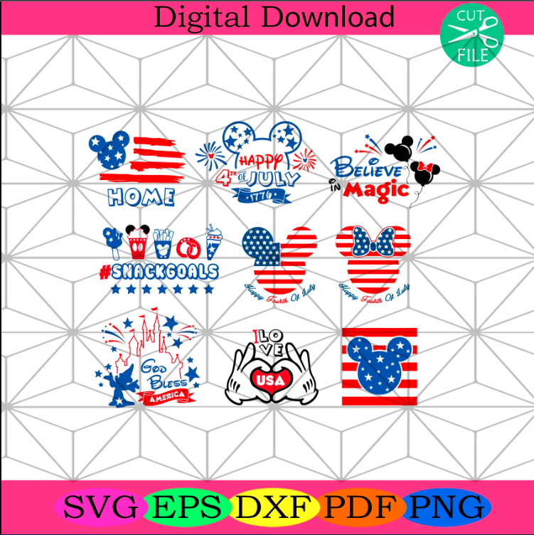 Mickey Disneyland Independence Day Bundle Svg, Independence Svg