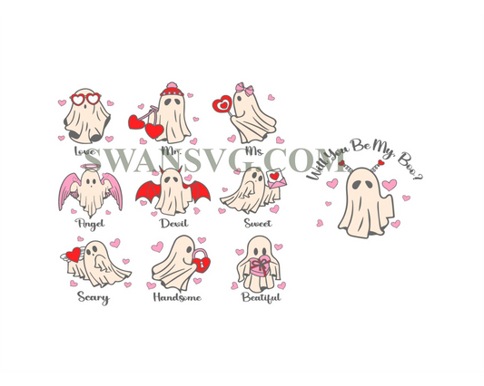 Will You Be My Boo Bundle Svg, Valentines Ghost, Pastel Valentines Day