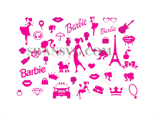 Barbi Icons Bundle Logo Babe Doll Girly Princesse Svg Silhouette